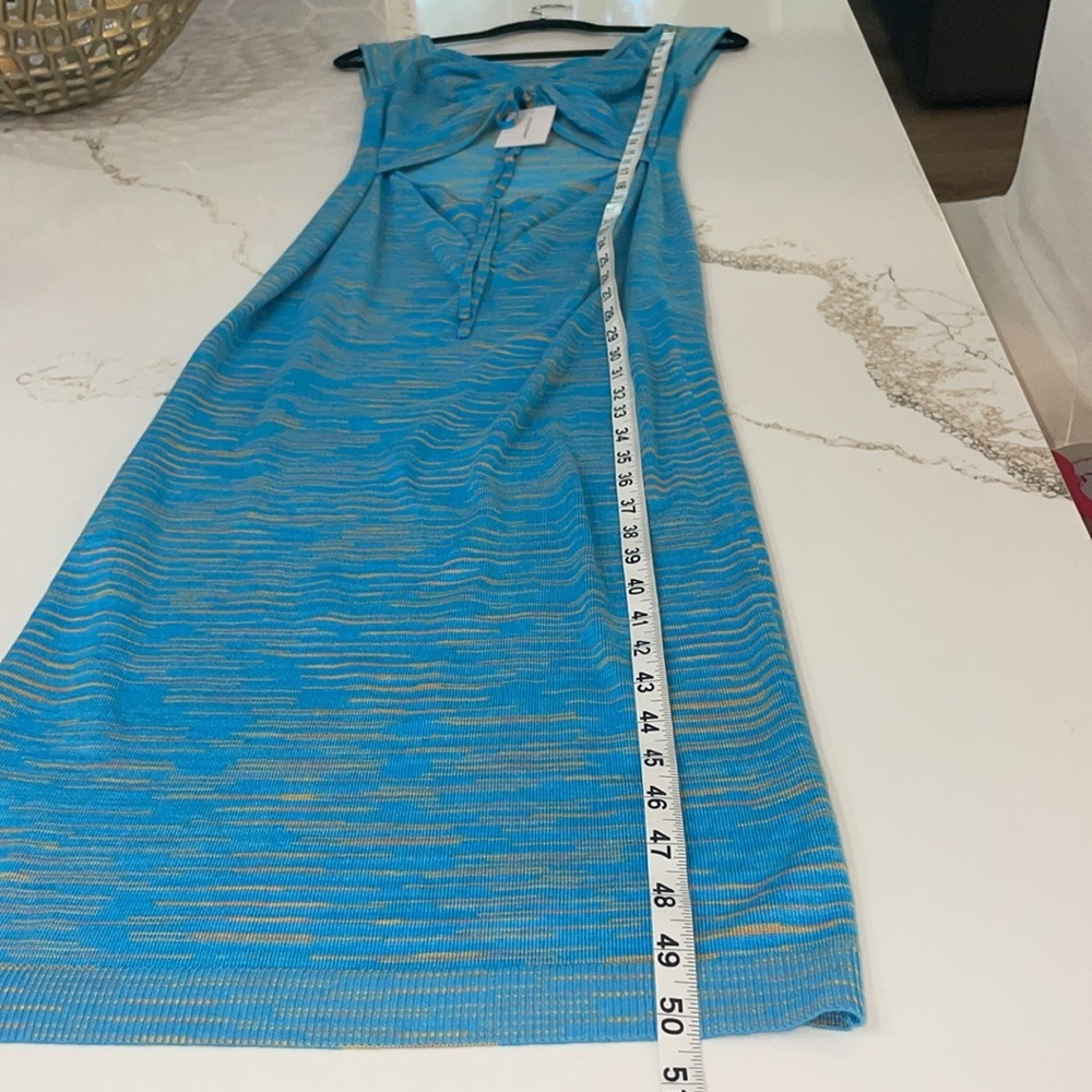Lovers + Friends NWT Blue Ruched Cutout Knit Maxi Dress Size L - Picture 6 of 7